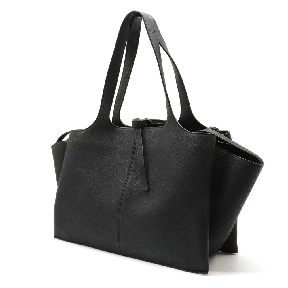 Celine Tote Trifold Bag Black Carry Calfskin Shoulder Black